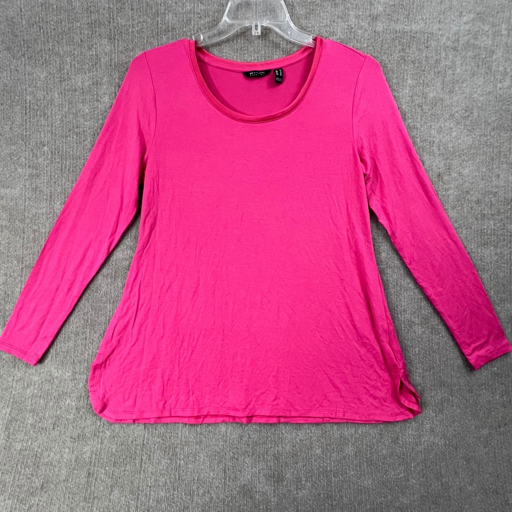 H by Halston Essentials Women's Pink Long Sleeve Scoop Neck Top T Shirt